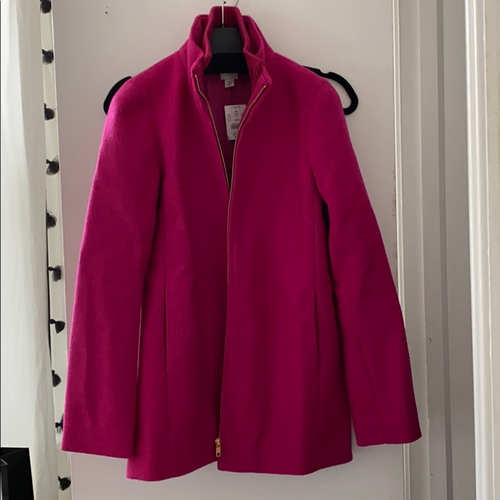 J.Crew car coat Size 0 fushia